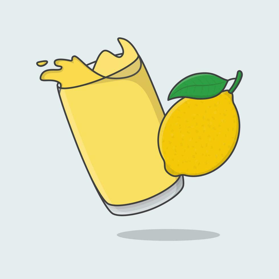 Lemon Juice Cartoon Vector Illustration. Lemon Juice Flat Icon Outline
