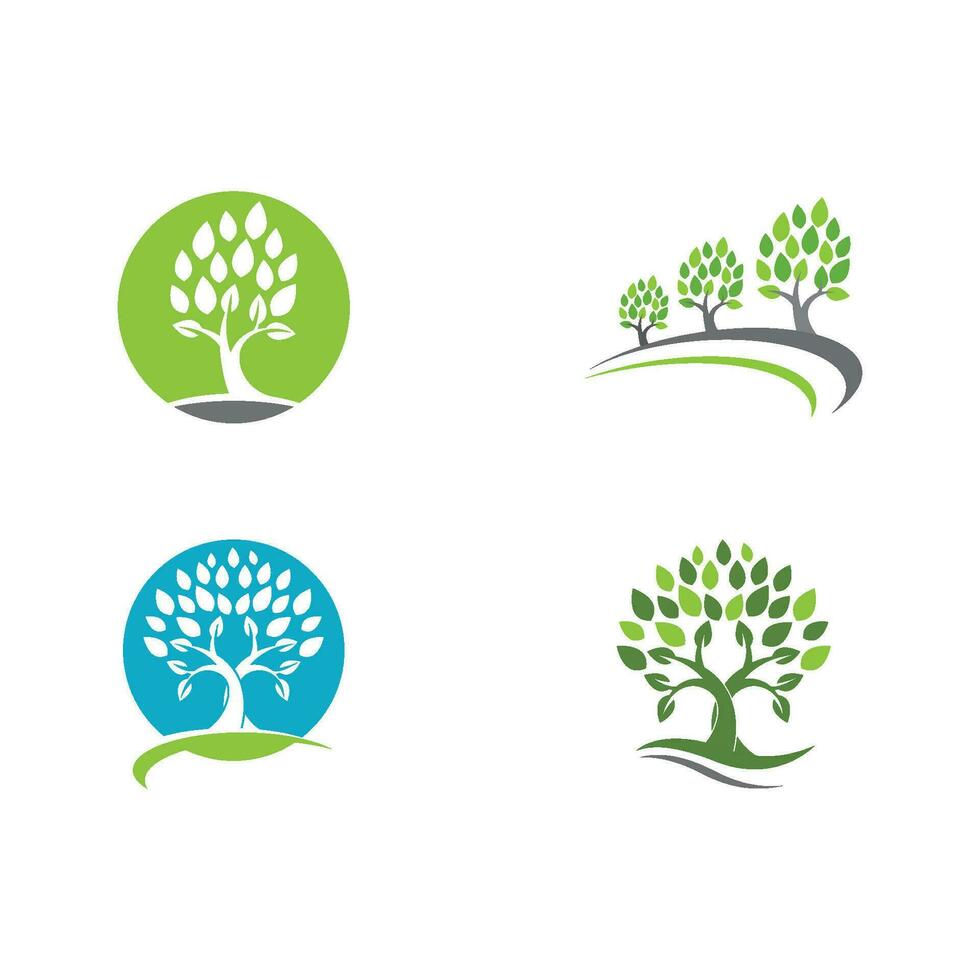 Logos of green Tree leaf ecology vector