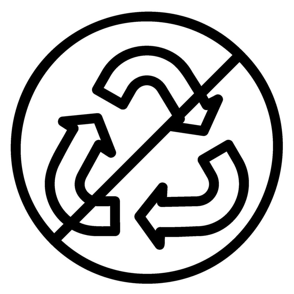 no reciclable línea icono vector