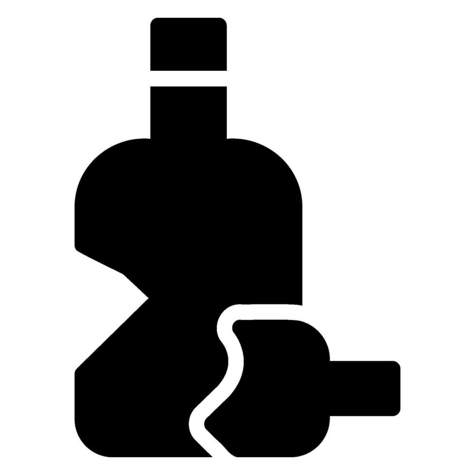 roto botella glifo icono vector