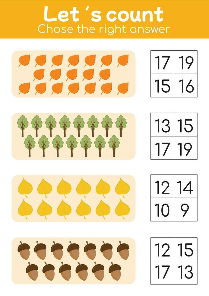 matemáticas hojas de trabajo para temprano niño desarrollo, suma, y sustracción para preescolar educación, enseñanza, pedagógico usar. laberinto juego, contando a veinte. ocupaciones matemáticas para jardín de infancia, primero calificación. vector