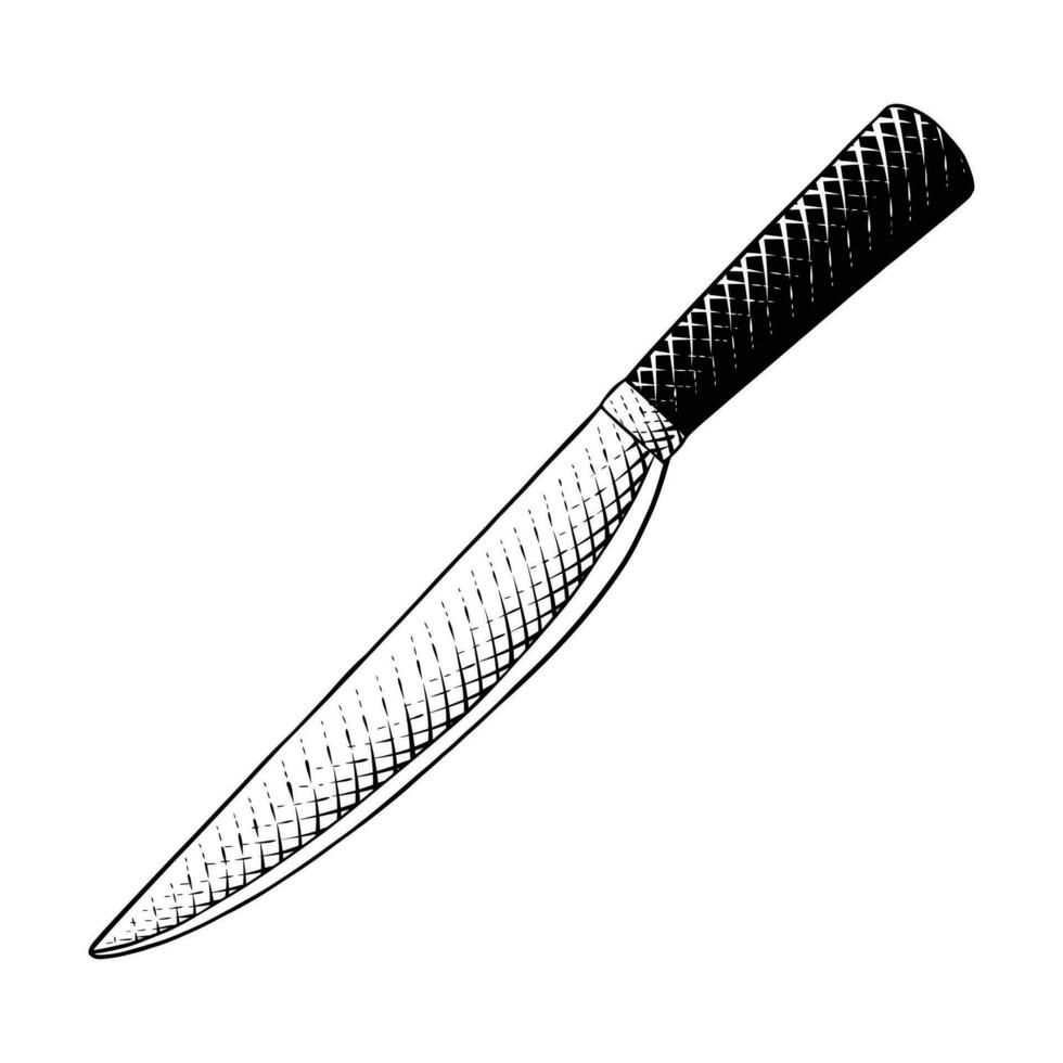 Knife Icon or Illustration in Engraving Style vector