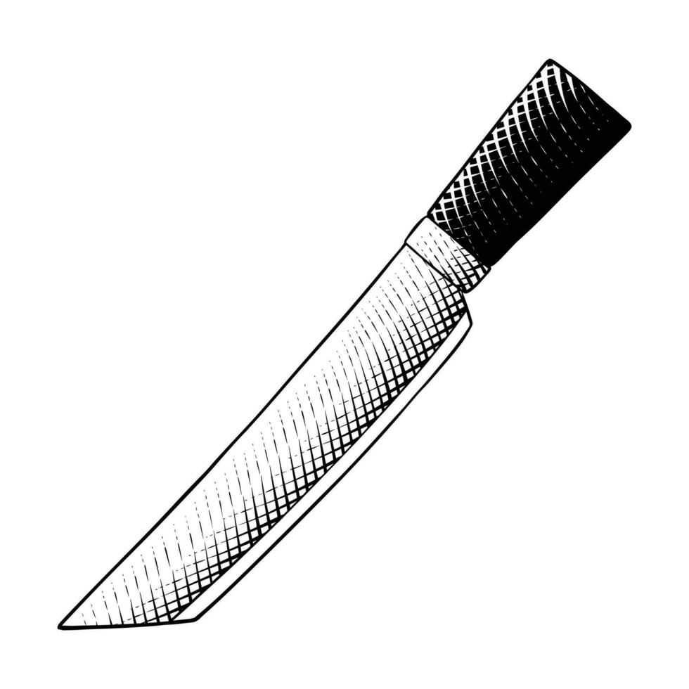 Knife Icon or Illustration in Engraving Style vector