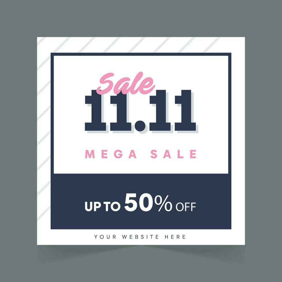 Mega Sale Poster Design Up To 50 Percent Off in White and Black Background Design Template vector