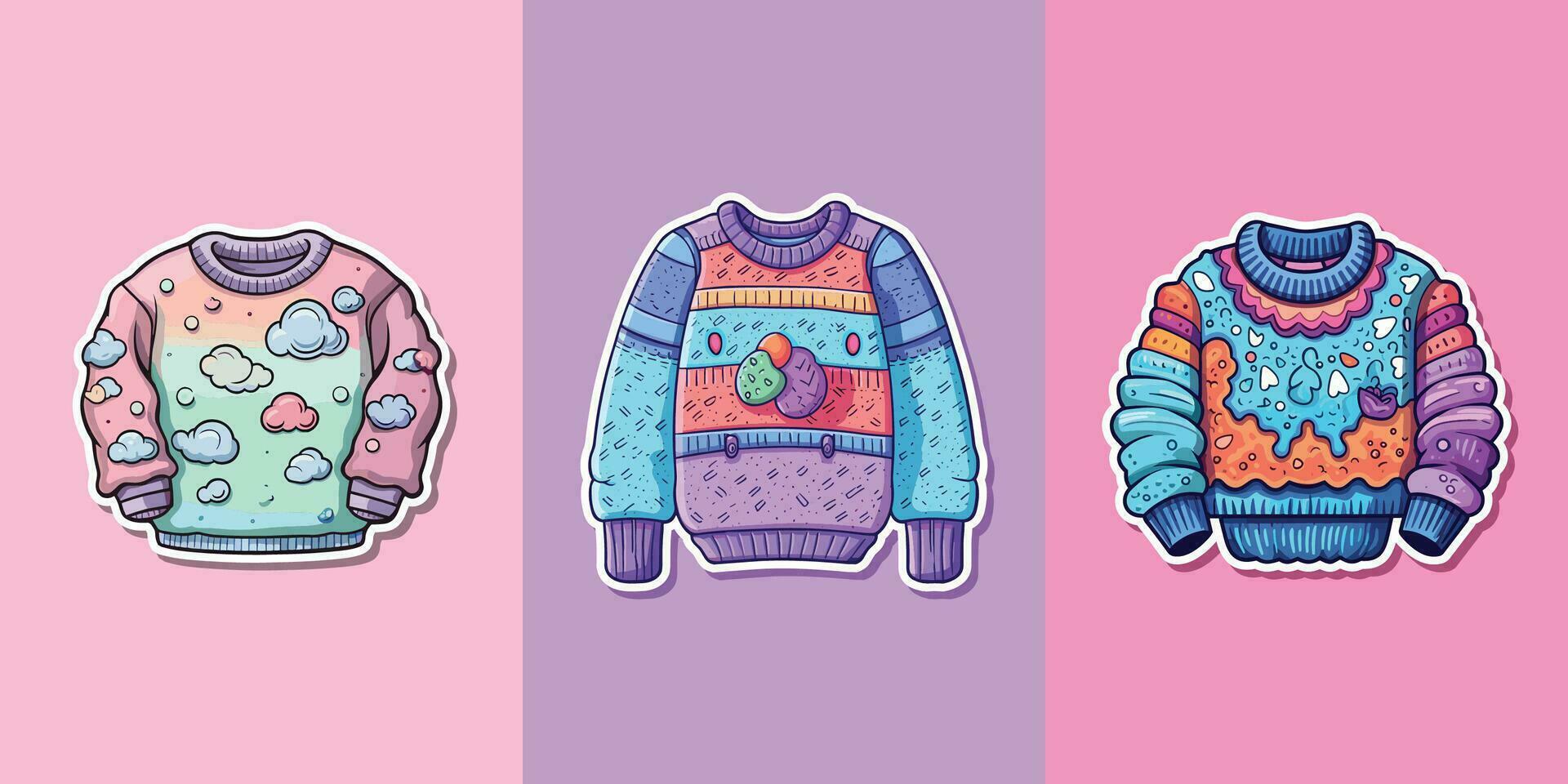 sweater sticker. kawaii vector illustration