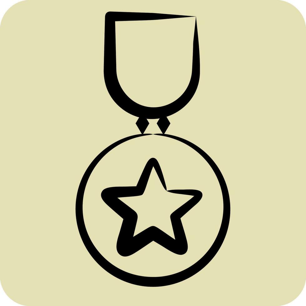 icono Insignia 1. relacionado a premio símbolo. mano dibujado estilo. sencillo diseño editable. sencillo ilustración vector