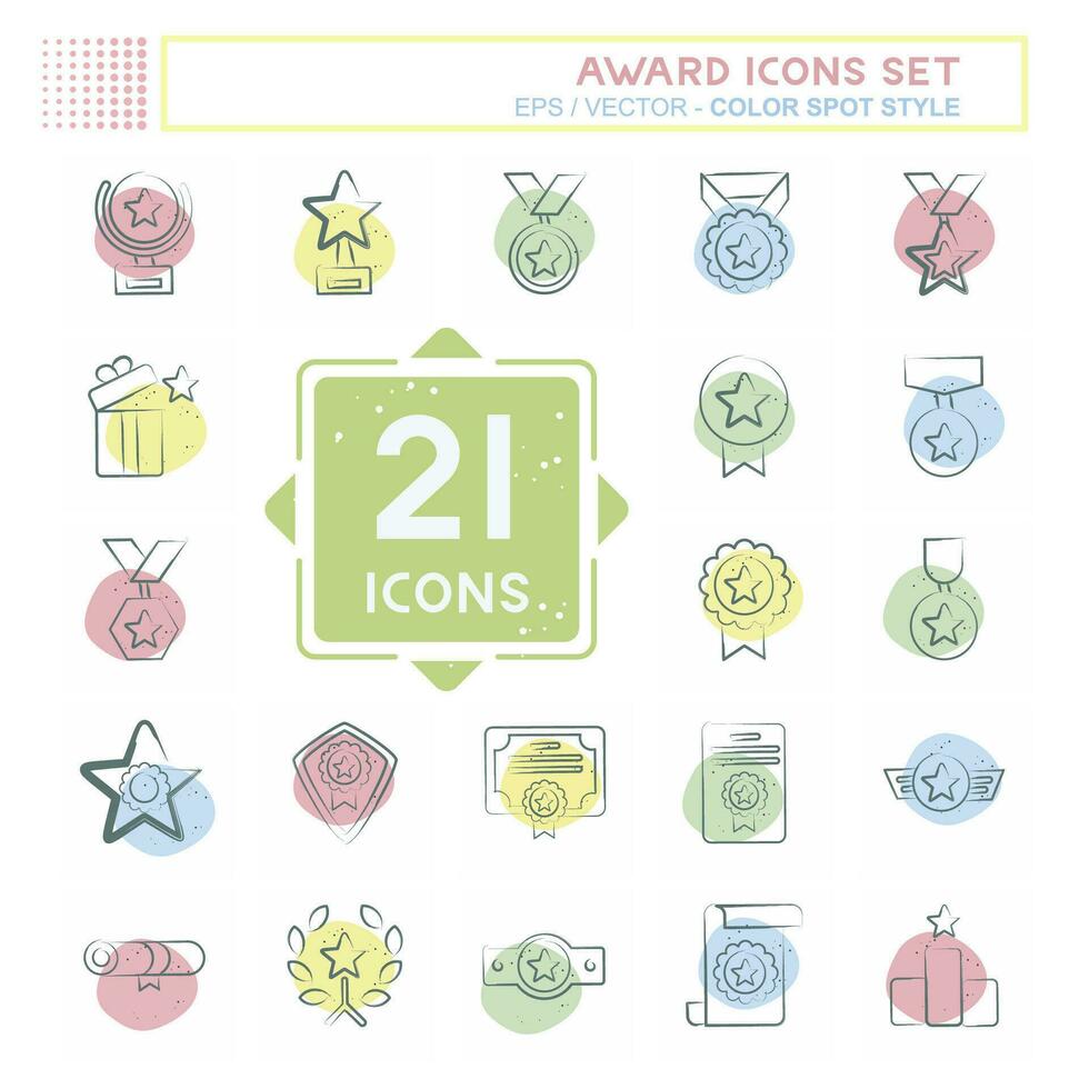 Icon Set Award. related to Award symbol. Color Spot Style. simple design editable. simple illustration vector