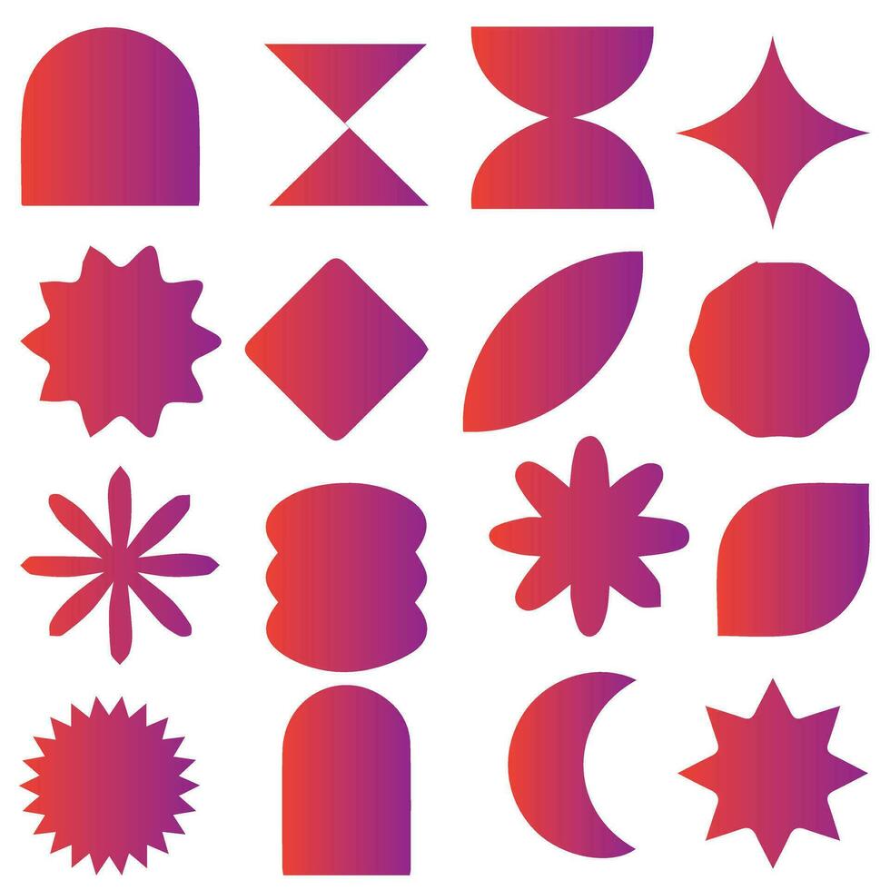 Brutalism shapes, minimalist geometric elements, abstract bauhaus forms. Simple star and flower shape, basic form, trendy modern graphic element vector set