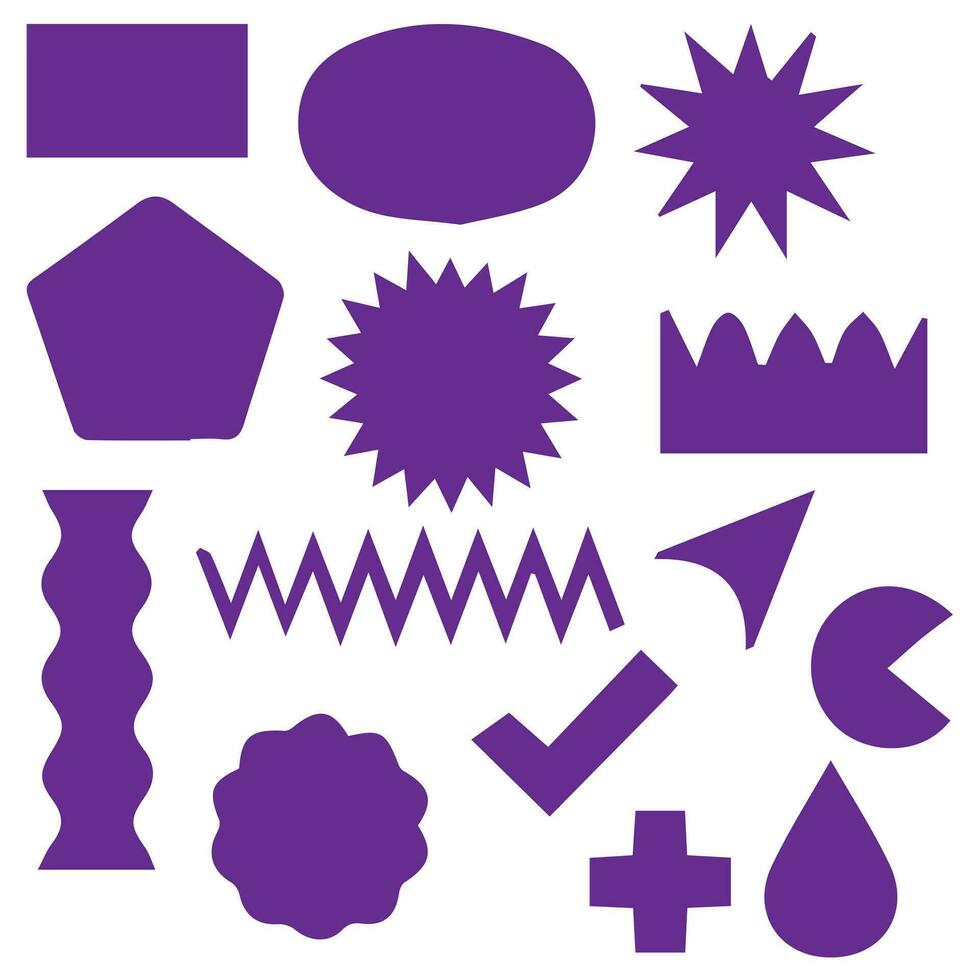 Brutalism shapes, minimalist geometric elements, abstract bauhaus forms. Simple star and flower shape, basic form, trendy modern graphic element vector set