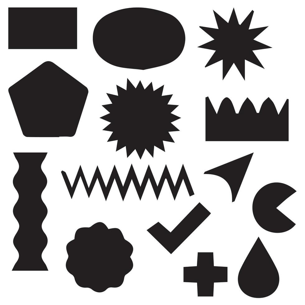 Brutalism shapes, minimalist geometric elements, abstract bauhaus forms. Simple star and flower shape, basic form, trendy modern graphic element vector set