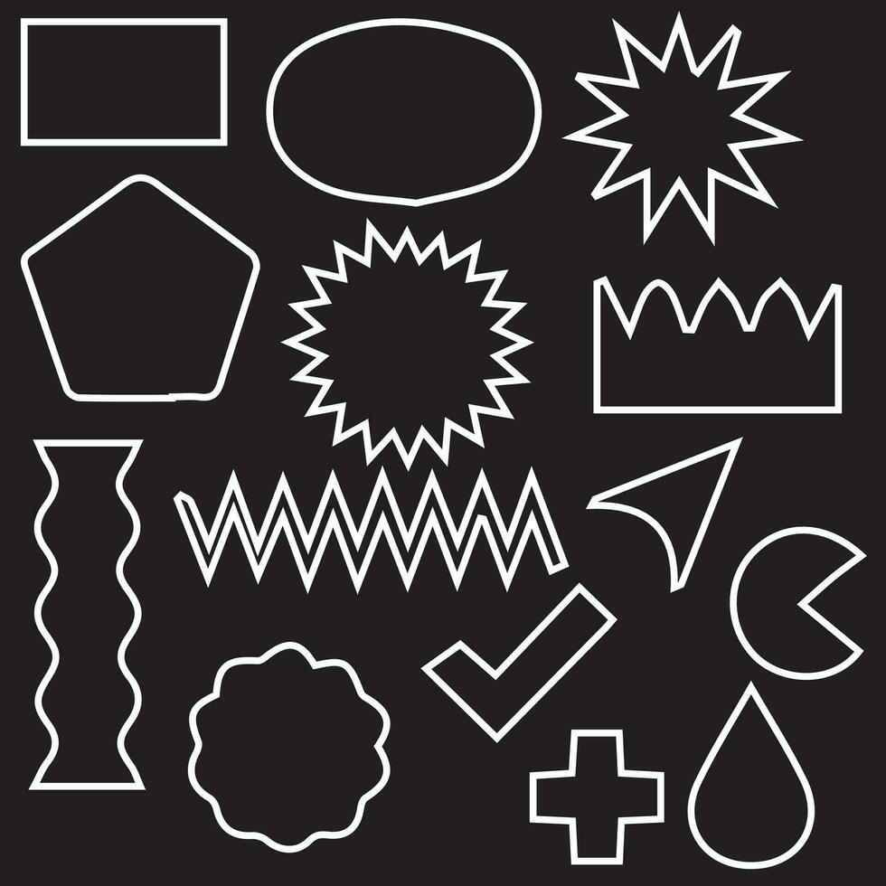 Brutalism shapes, minimalist geometric elements, abstract bauhaus forms. Simple star and flower shape, basic form, trendy modern graphic element vector set