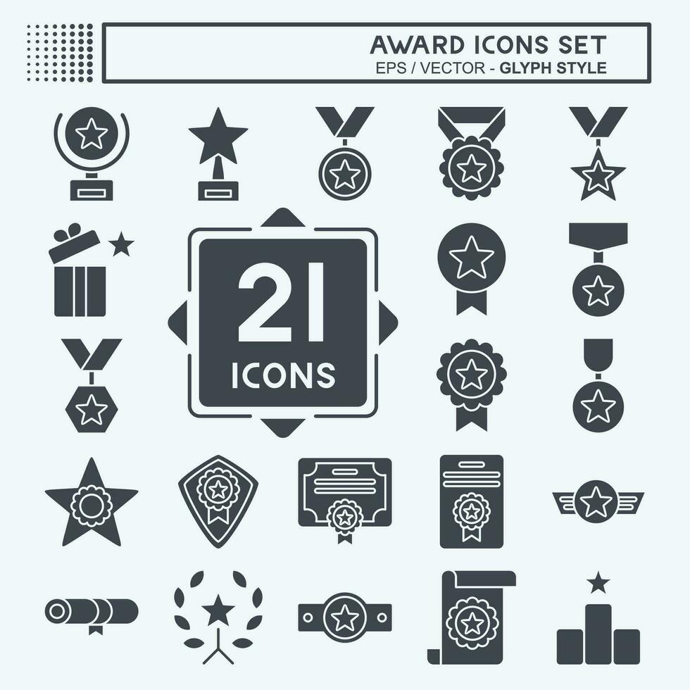 Icon Set Award. related to Award symbol. glyph style. simple design editable. simple illustration vector