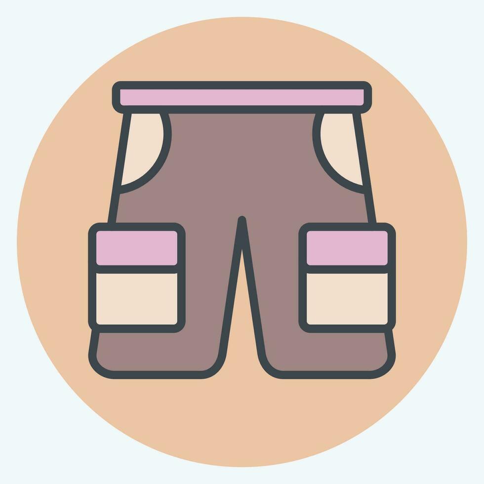 Icon Shorts. related to Camping symbol. color mate style. simple design editable. simple illustration vector