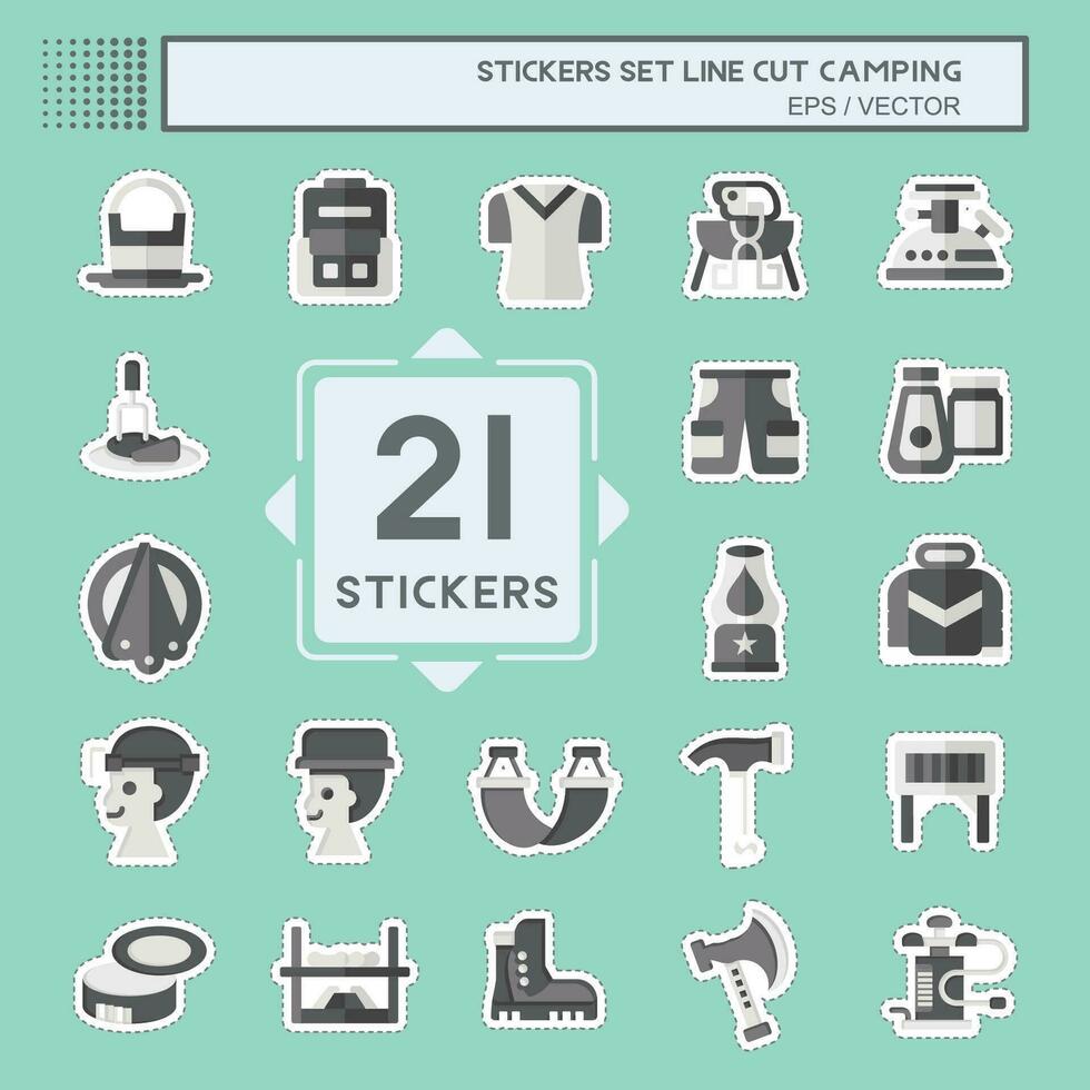 Sticker line cut Set Camping. related to Adventure symbol. simple design editable. simple illustration vector