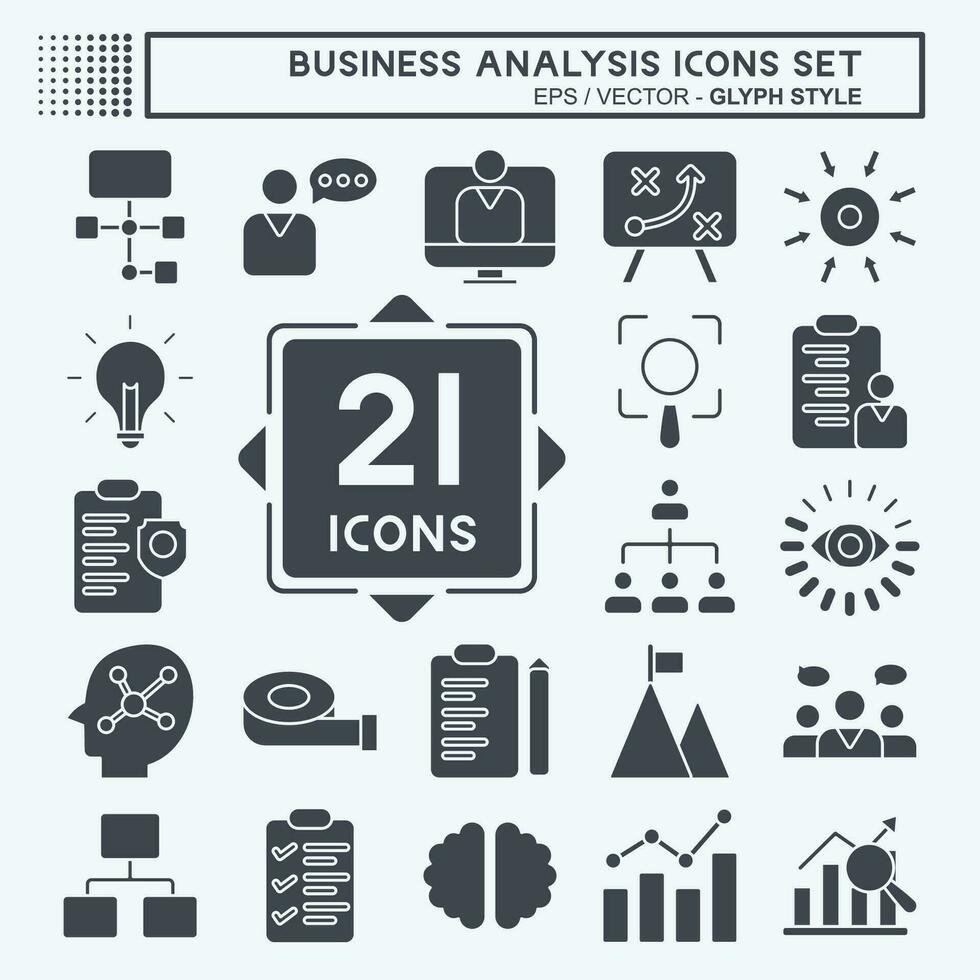 Icon Set Business Analysis. related to Business symbol. glyph style. simple design editable. simple illustration vector