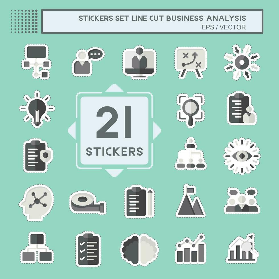 Sticker line cut Set Business Analysis. related to Business symbol. simple design editable. simple illustration vector