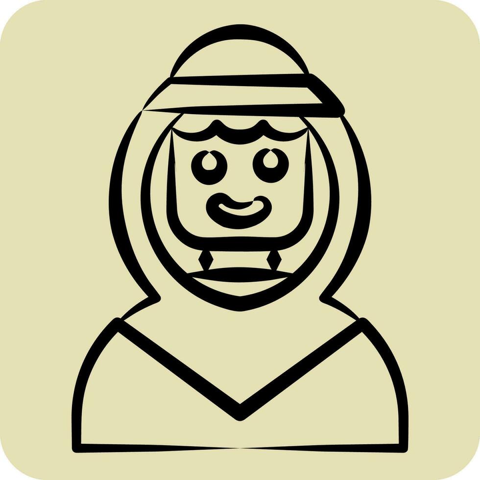 Icon Arab Man. related to Saudi Arabia symbol. hand drawn style. simple design editable. simple illustration vector