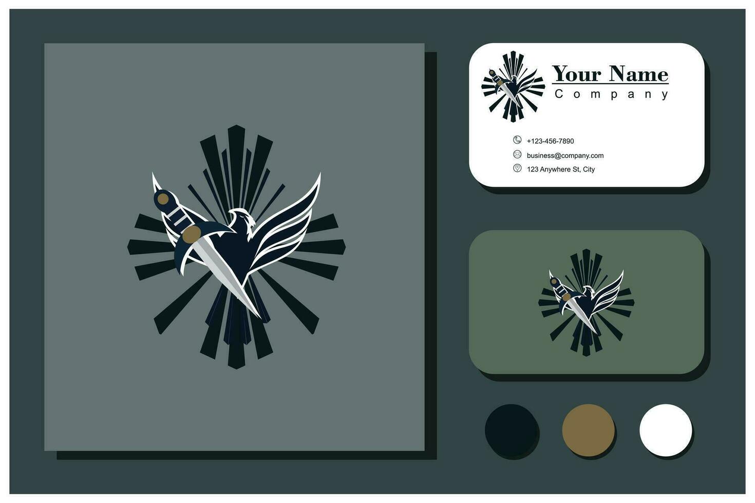 bird and sword logo concept vector