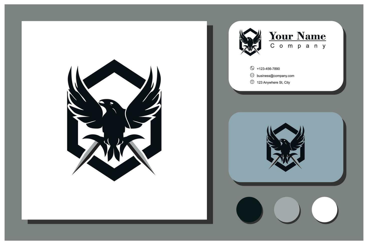 bird and sword logo concept vector