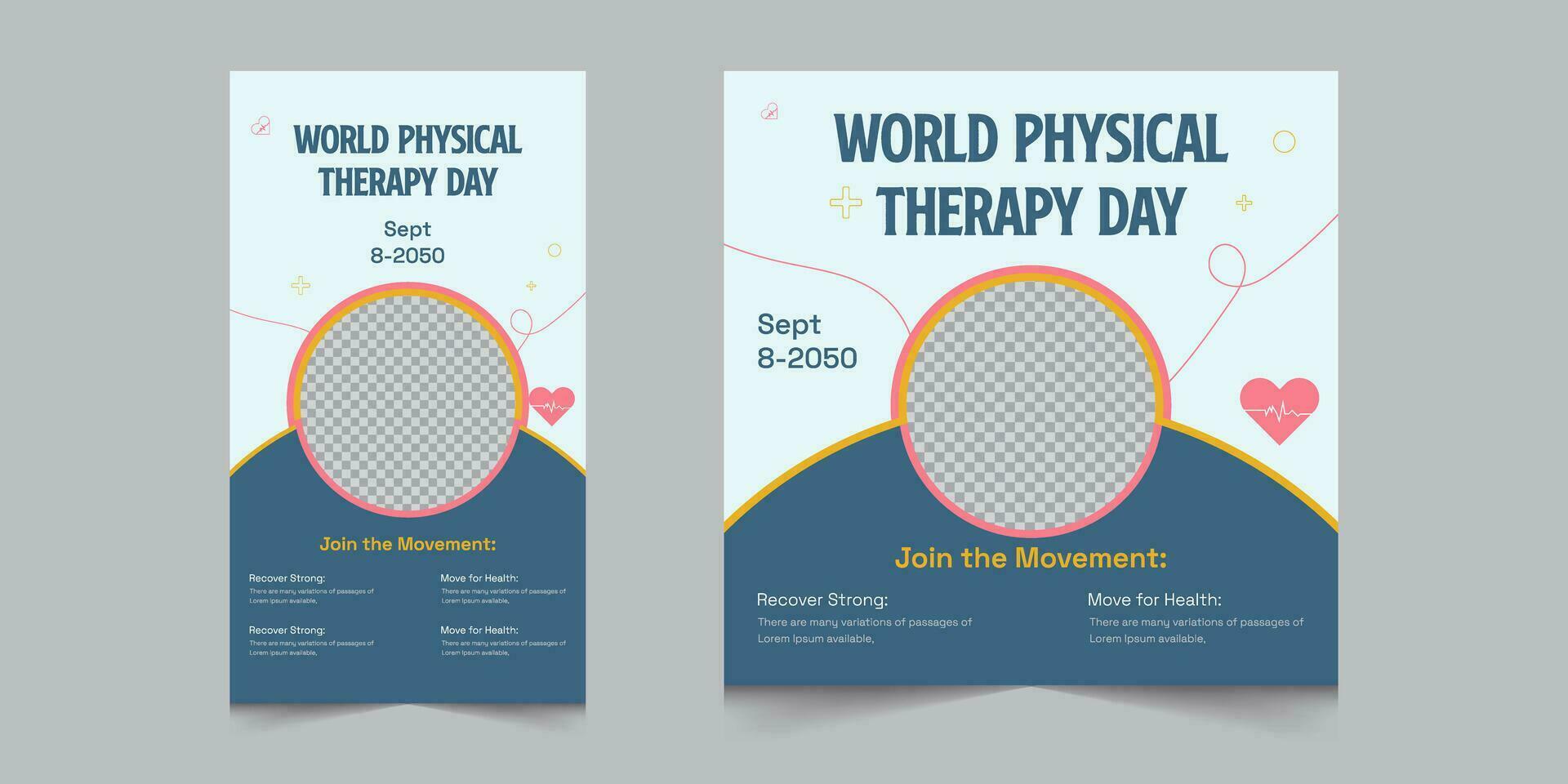 Set of world physical therapy day template, mental health day awarness banner eps 10 vector