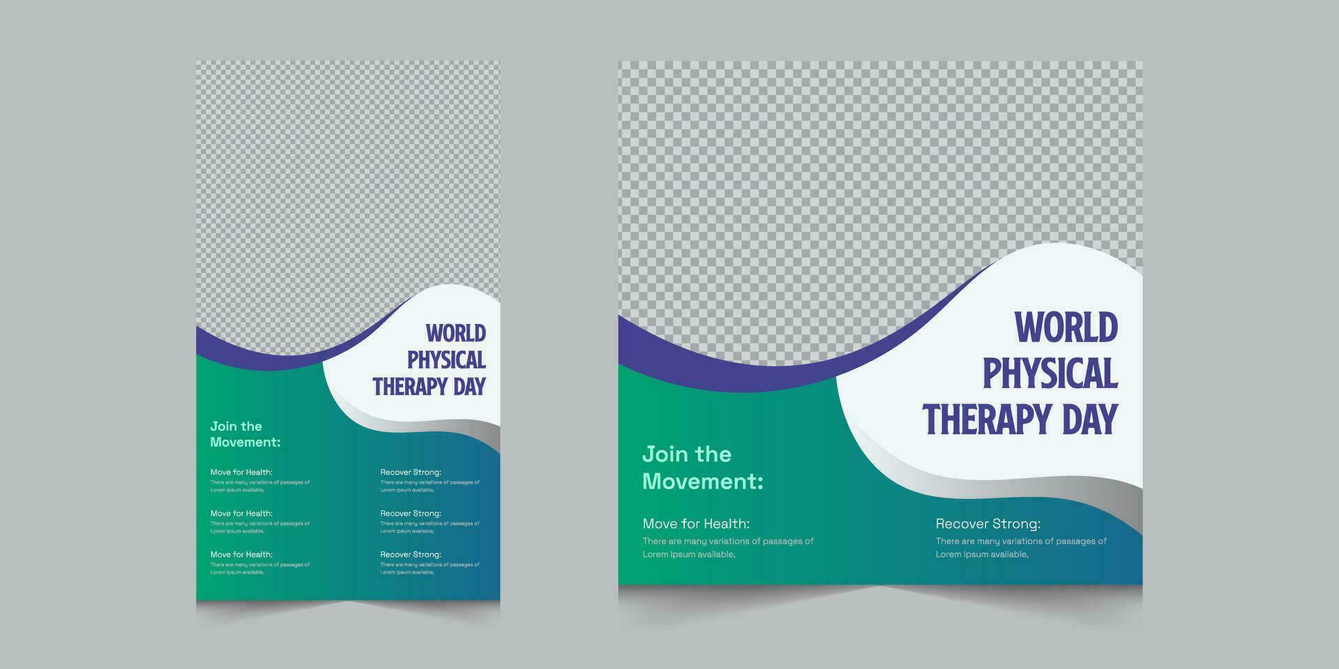 Set of world physical therapy day template, mental health day awarness banner eps 10 vector