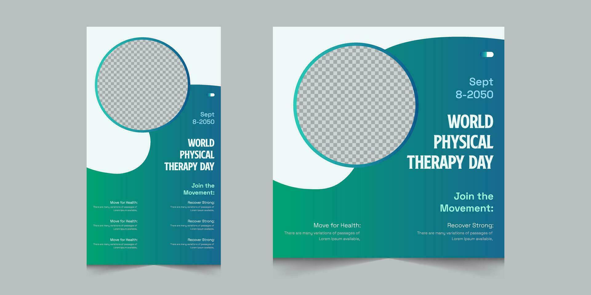Set of world physical therapy day template, mental health day awarness banner eps 10 vector