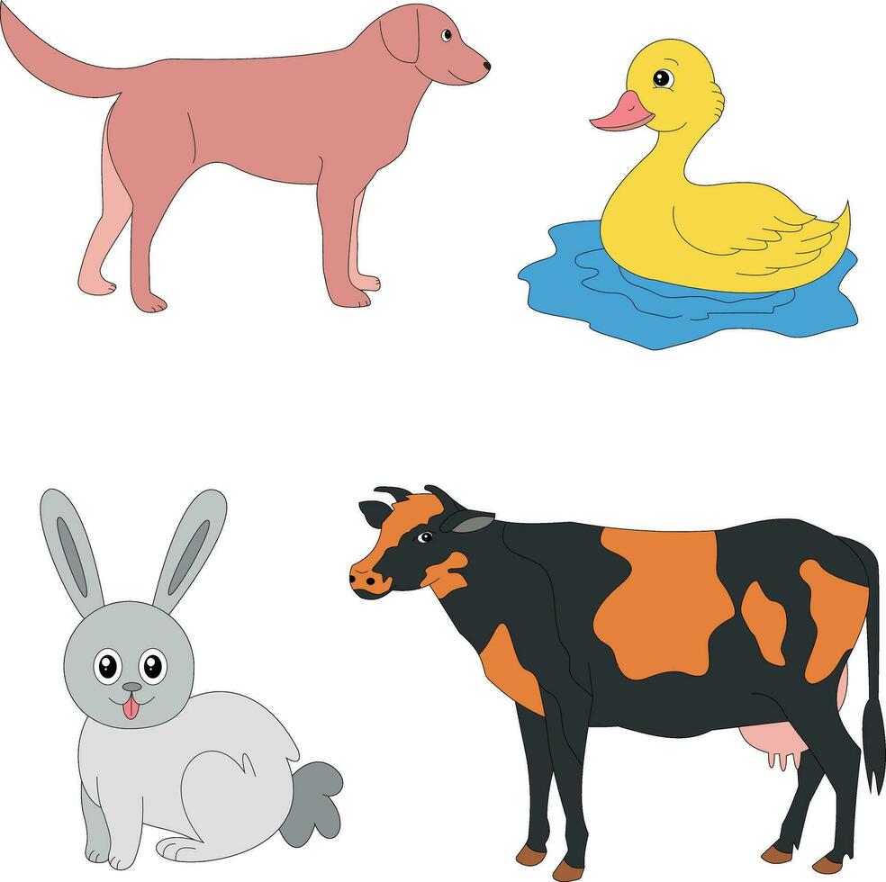 vistoso gracioso granja clipart conjunto en dibujos animados estilo para agricultores y niños quien amor granja vida y país vida vector