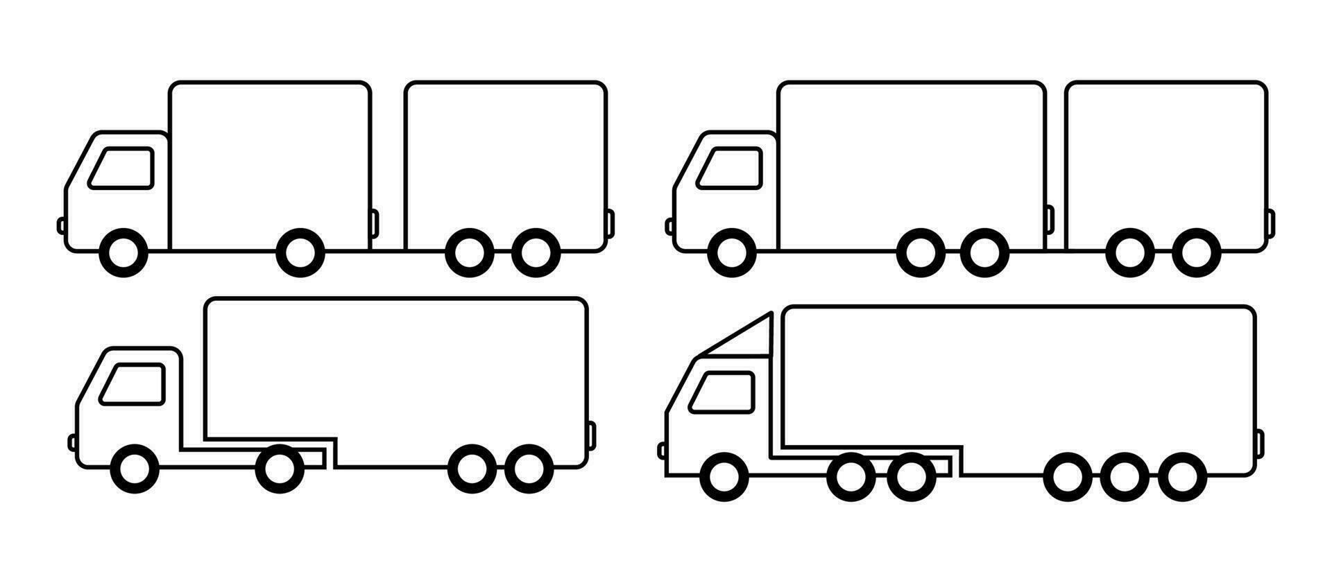 conjunto de sencillo camión imágenes imágenes para entrega y transporte de varios productos vector