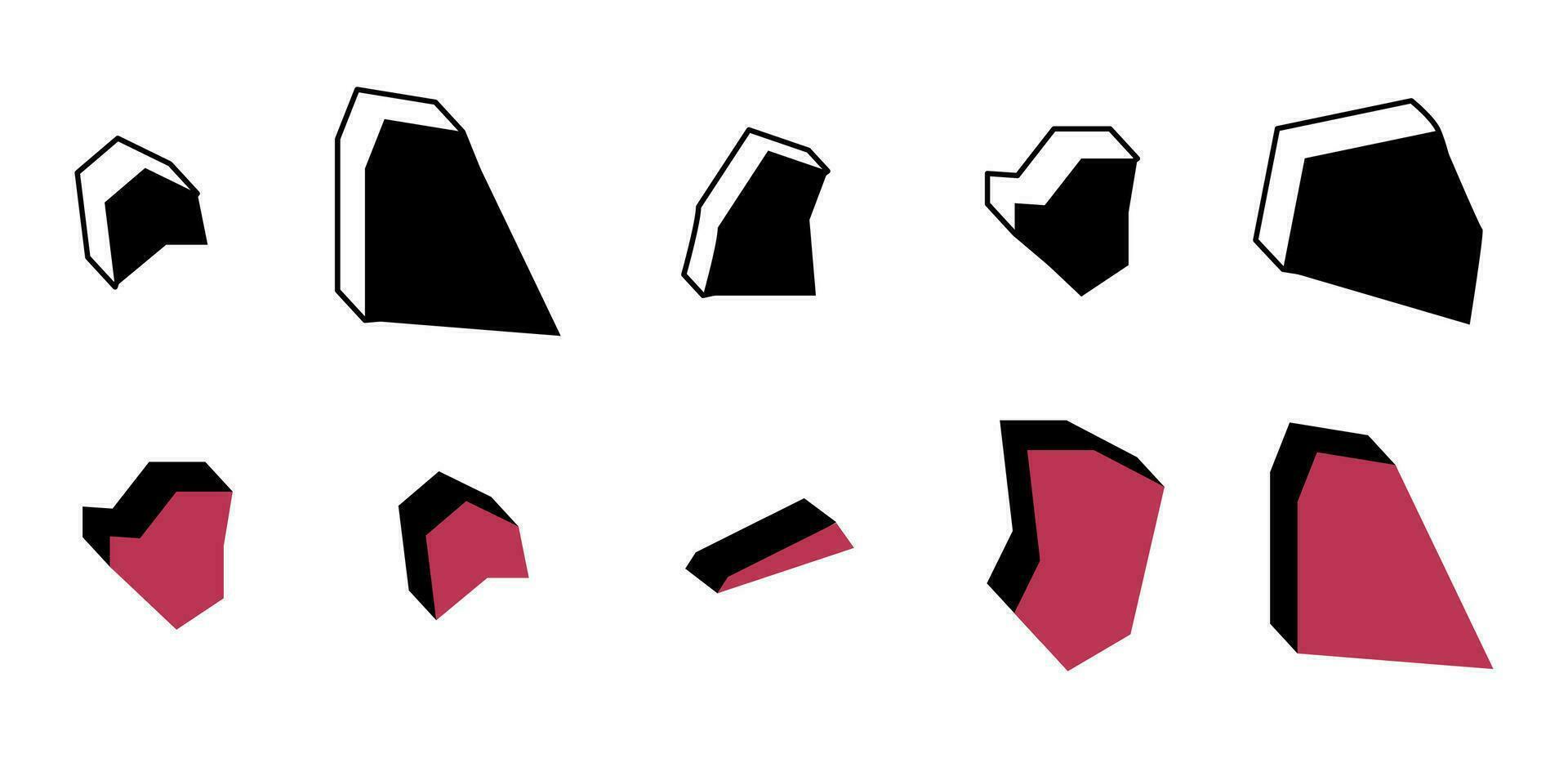 Various stones in different styles. Clipart for designers vector