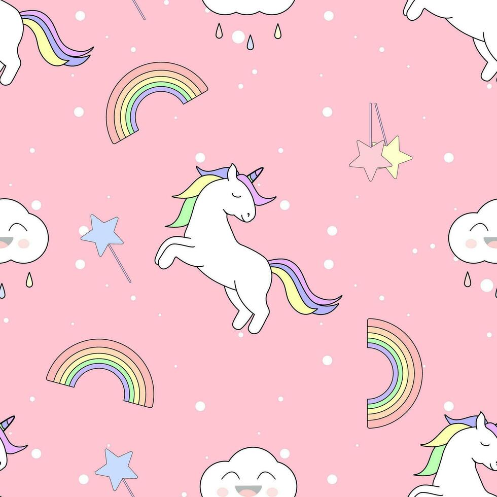 Cute cartoon unicorn, decorative element on pastel background. style for kids Baby Fabric Designs, Wallpaper, Gift Wrapping Paper vector