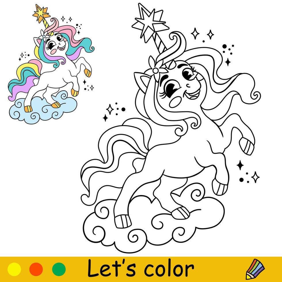 dibujos animados unicornio niños colorante libro página vector 10