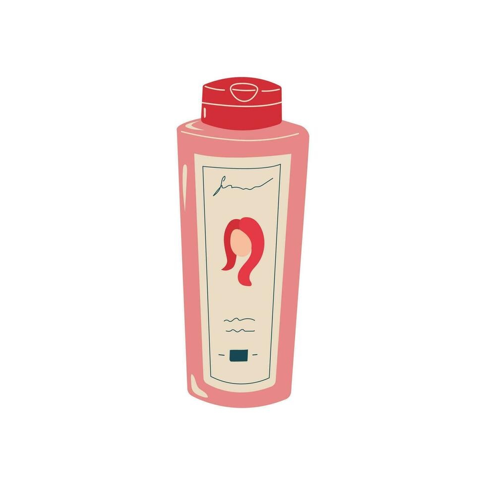 Shampoo vector illustration on cartoon style, hair care cosmetic,  or toner shampoo, isolated on a white background.