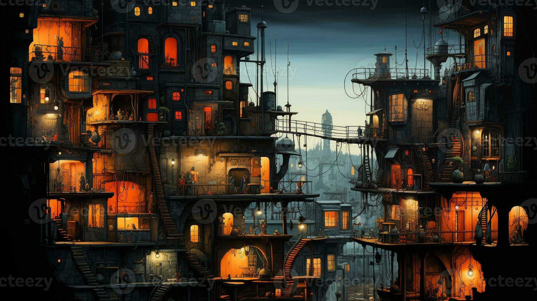 Landscape building background ai photo