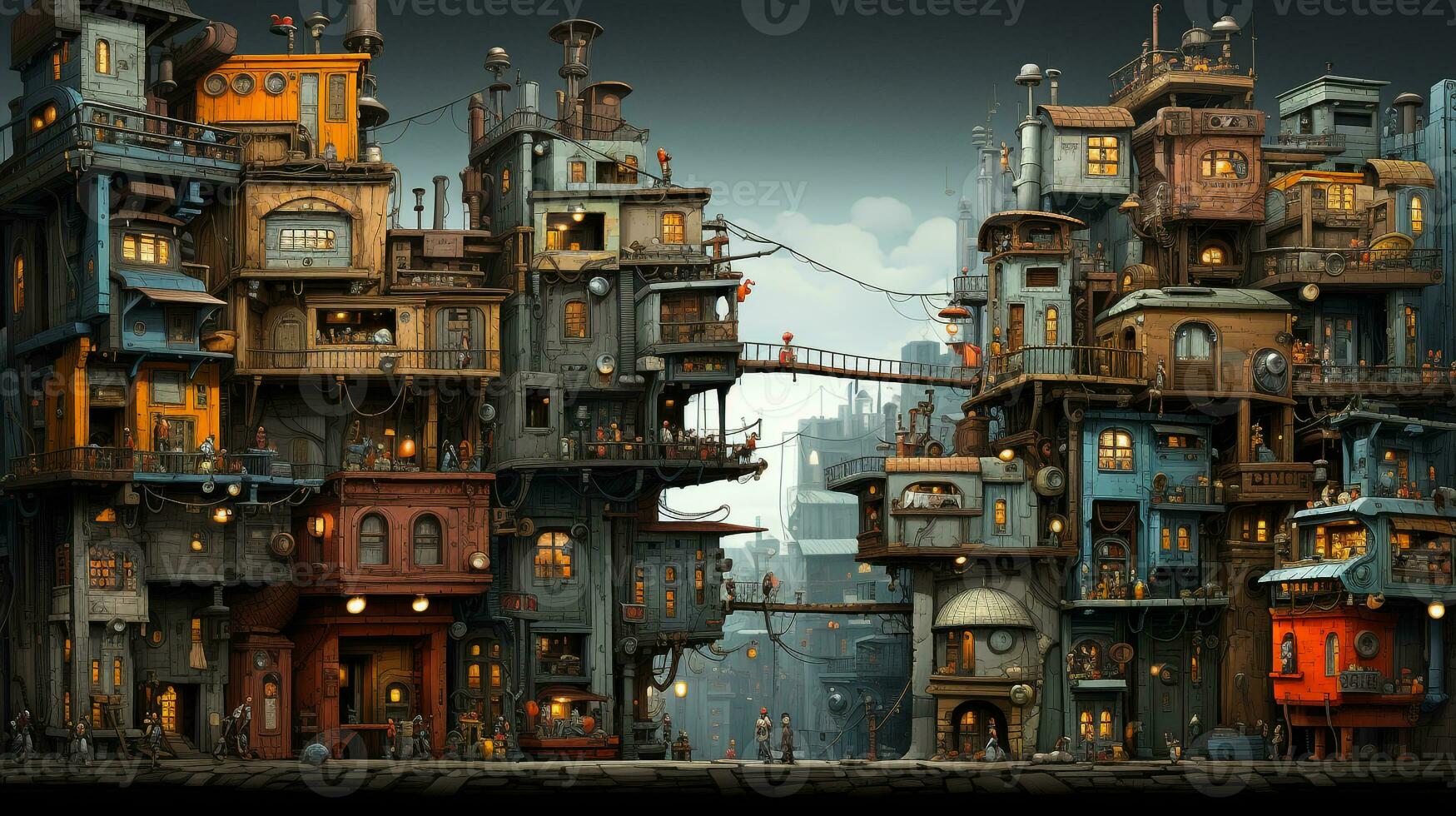 Landscape building background ai photo