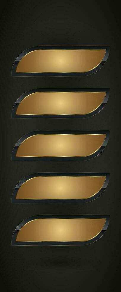 SET of five Luxury and Premium buttons, banners, and steel vector illustration design, Buttons for web UI on dark background