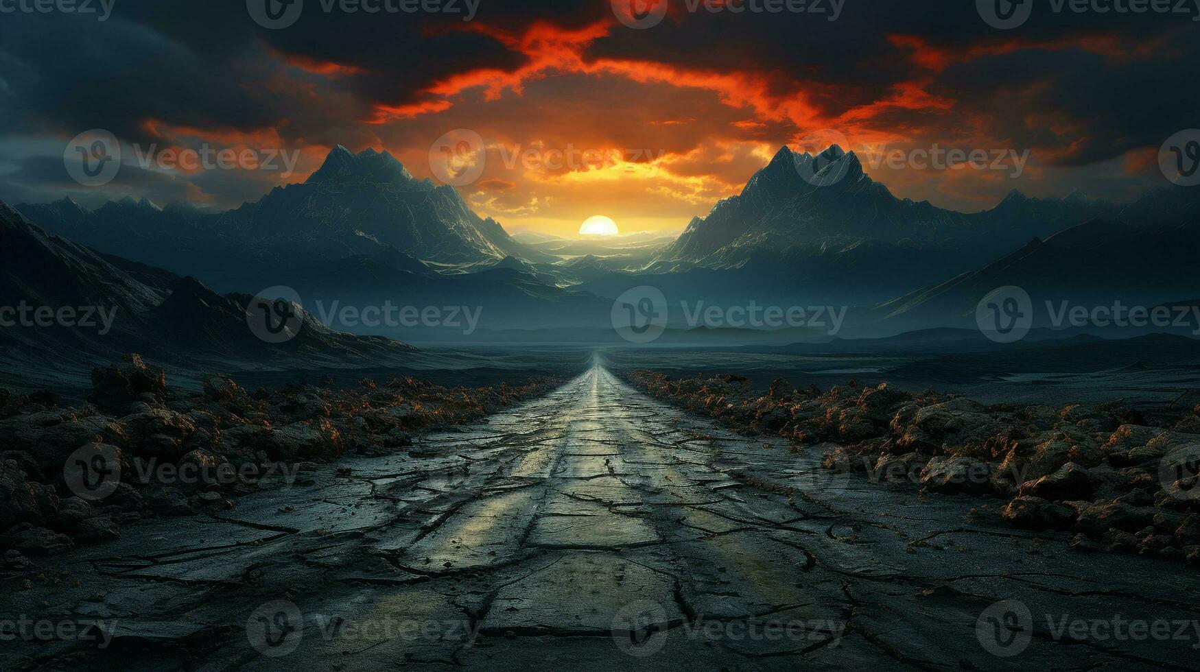 Landscape highway background ai photo