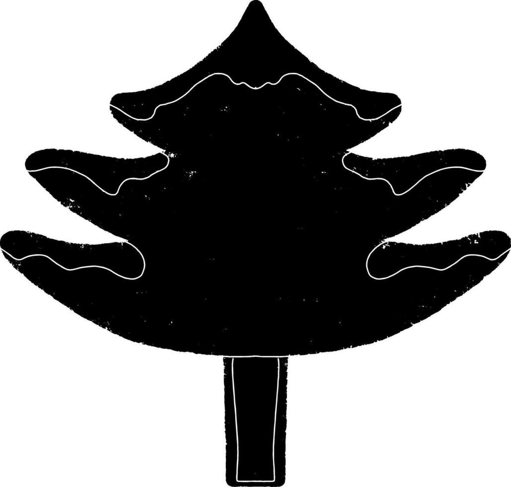 a black and white drawing of a christmas tree vector