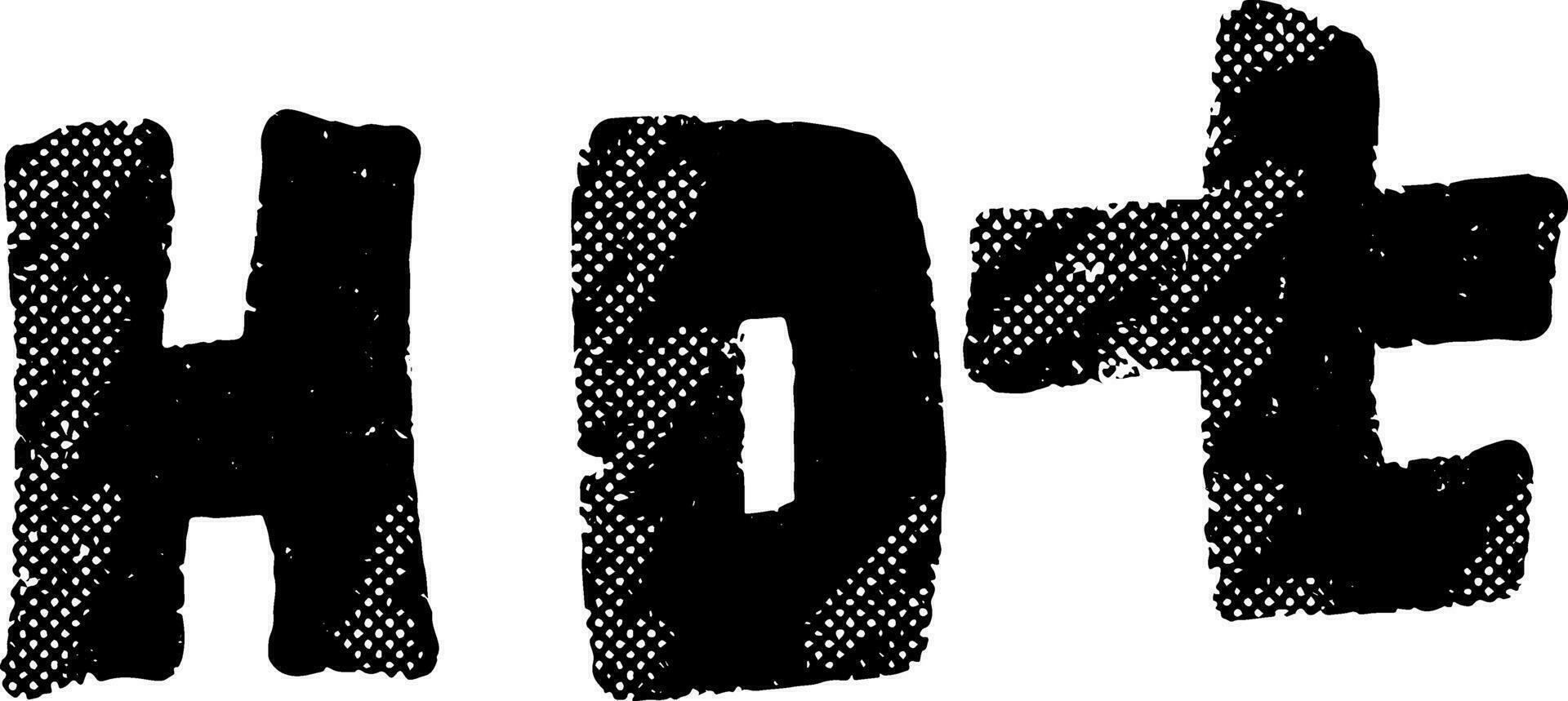 the word hd is written in black and white vector