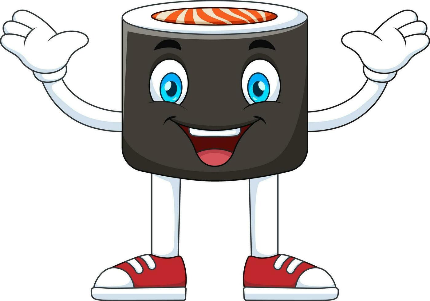 Cute sushi mascot cartoon smiling vector