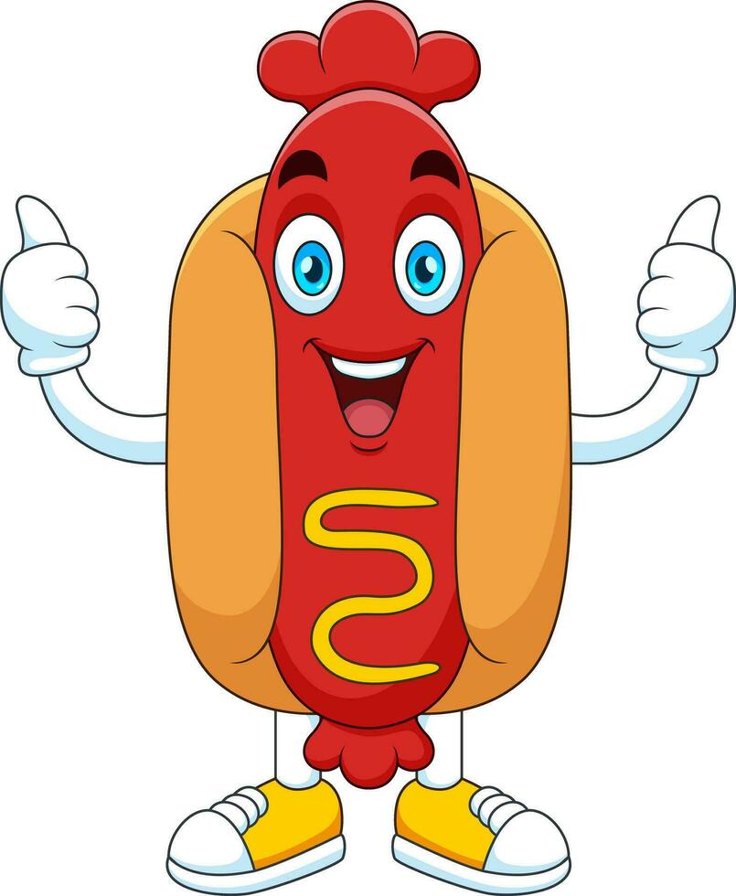 Cute hotdog mascot cartoon smiling vector