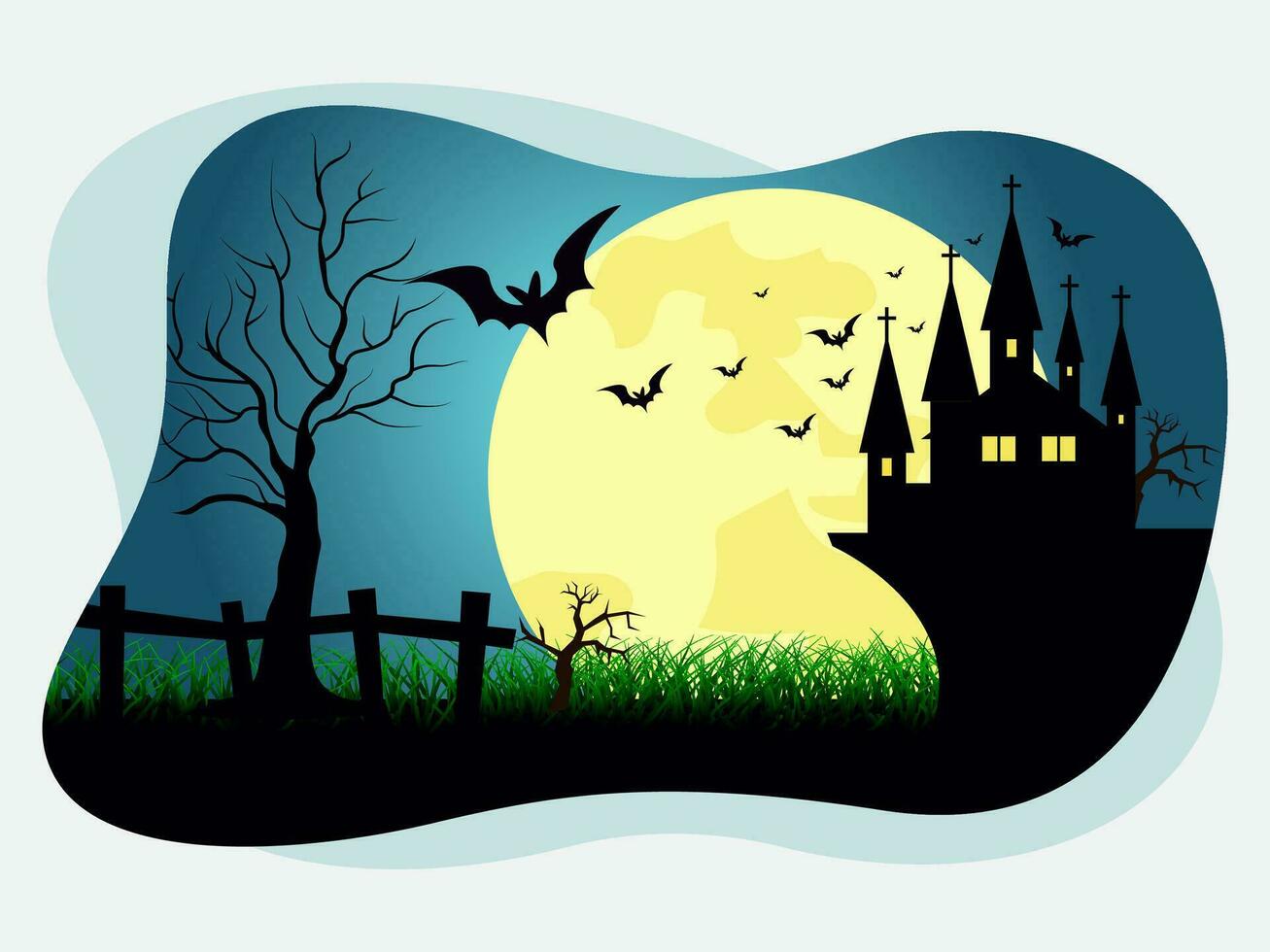 Halloween Pumpkins and Tombstones in the Graveyard Vector Background Bundle Pack Set Template