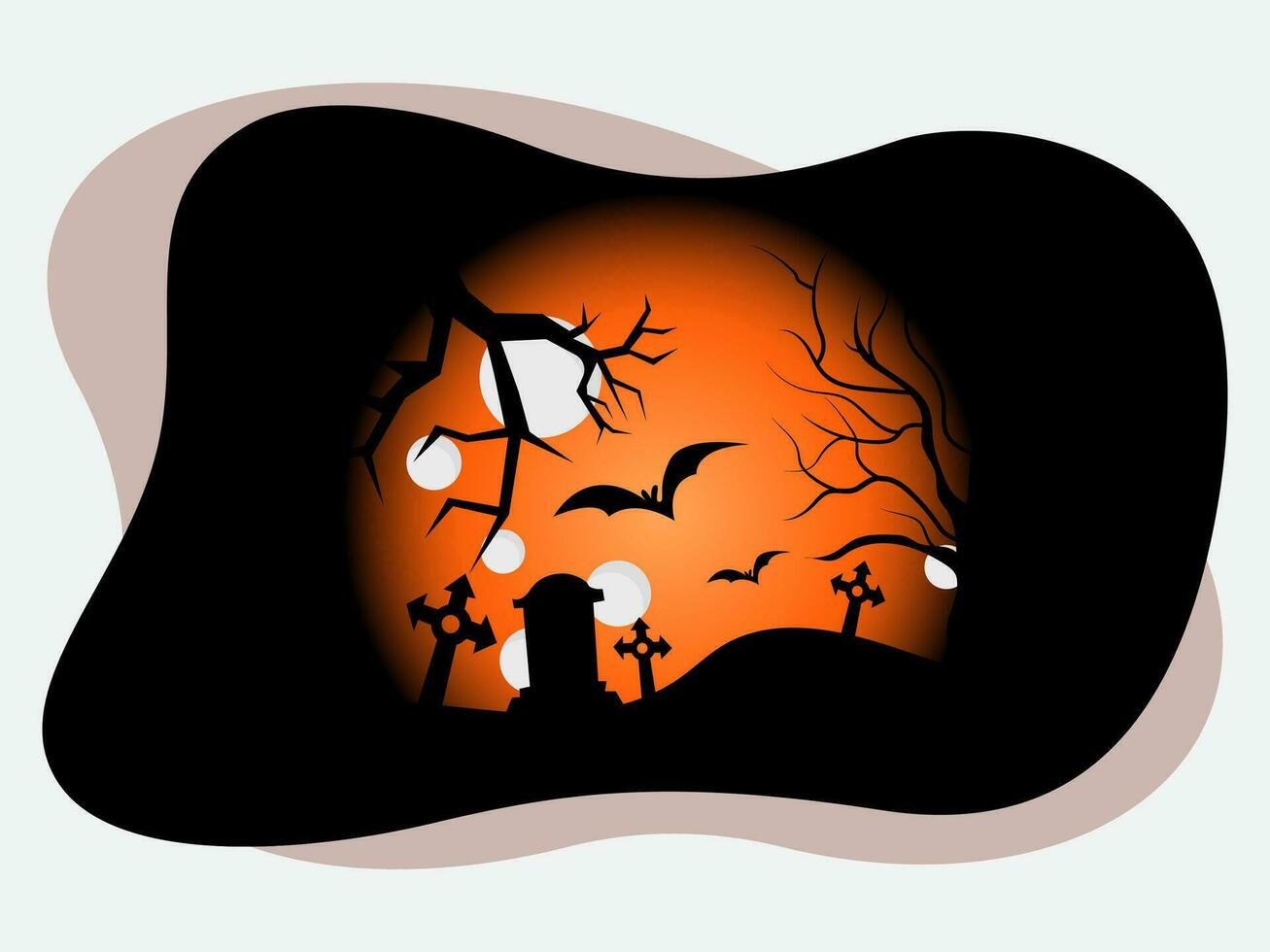 Halloween Pumpkins and Tombstones in the Graveyard Vector Background Bundle Pack Set Template