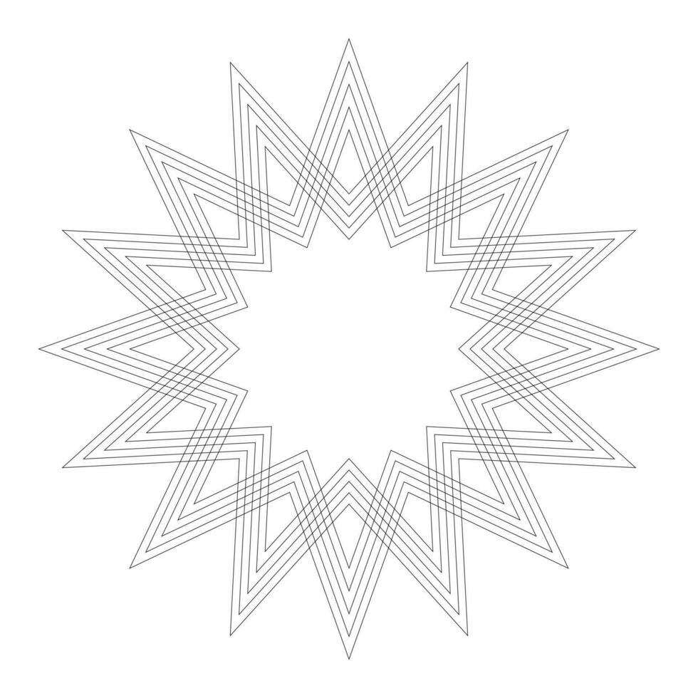 Decorative geometric figure. Black outline guilloche design element. vector