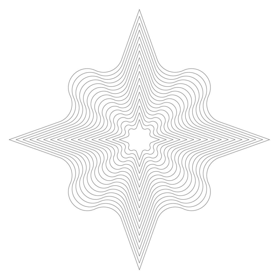 Decorative geometric figure. Black outline guilloche design element. A vector