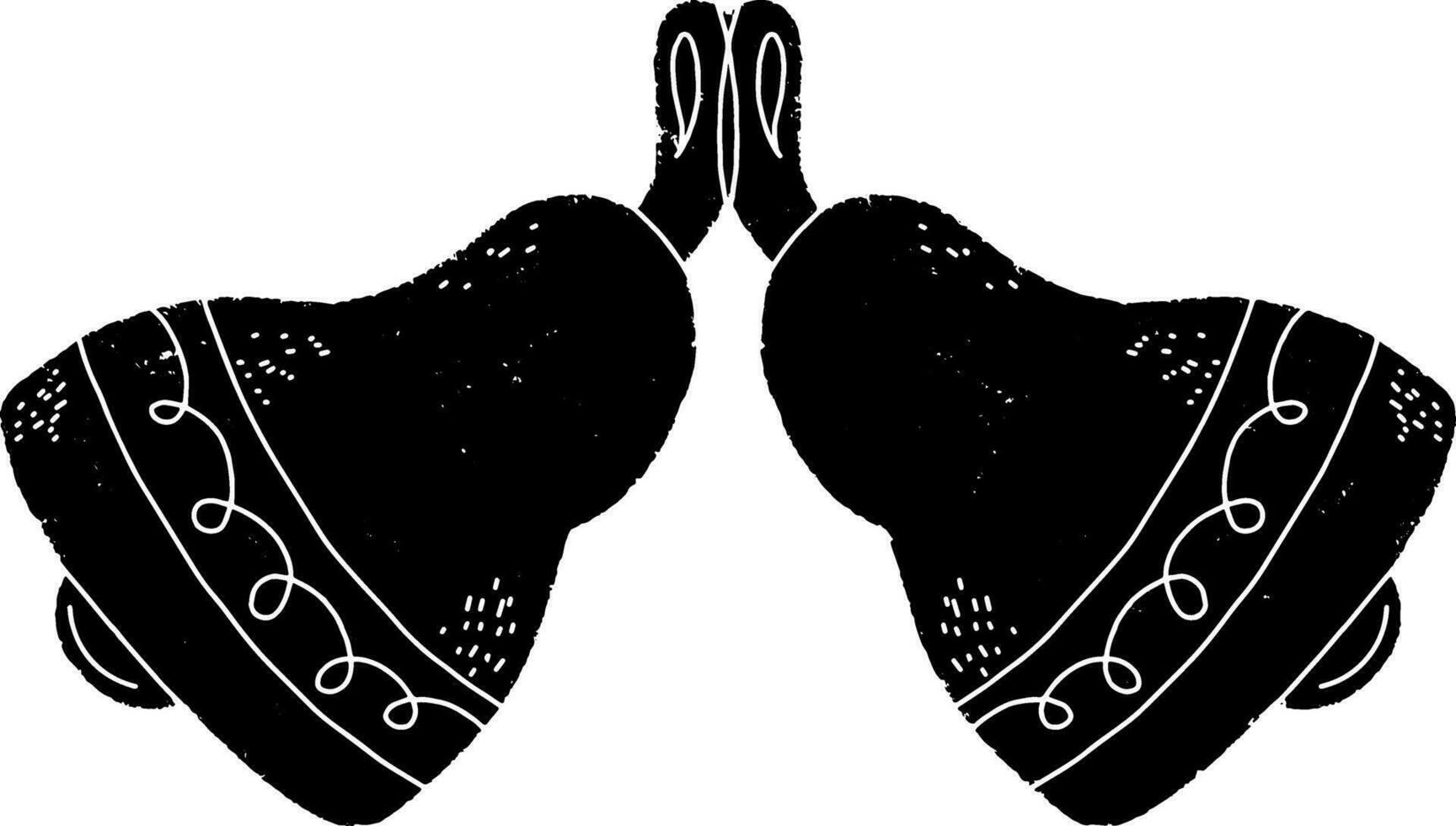 Bells in the style of linocut. Graphic arts. Vector element for design