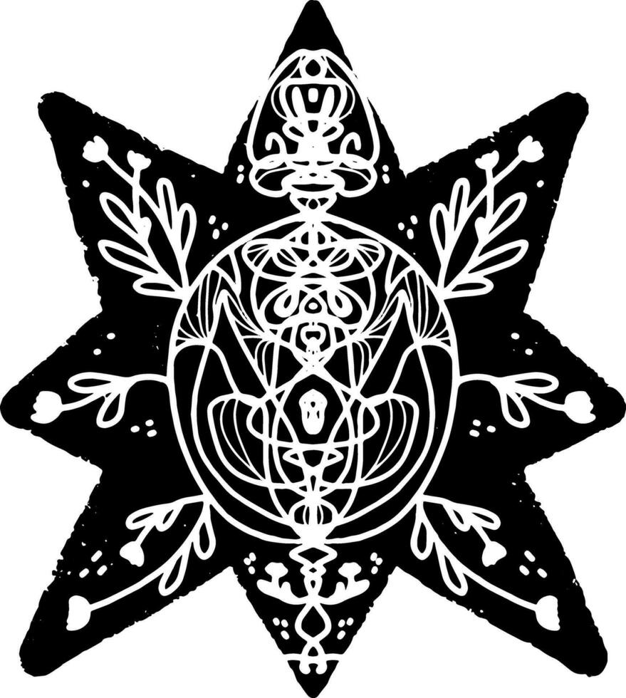 a black and white star with a design on it vector
