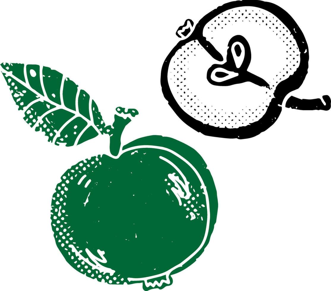 a green apple and a green apple vector