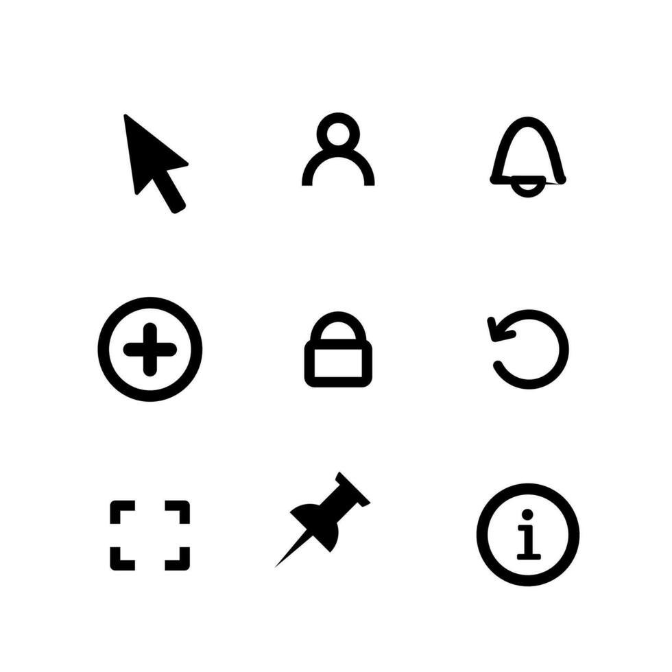 Interface icon set. Outline vectors for web and mobile.