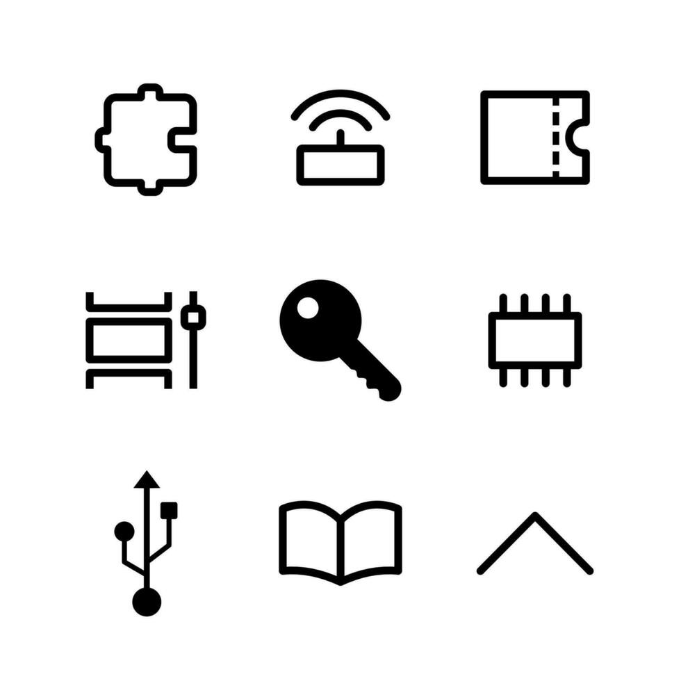 Set of black technology icons. Vector Illustration. EPS 10. Interface vectors.