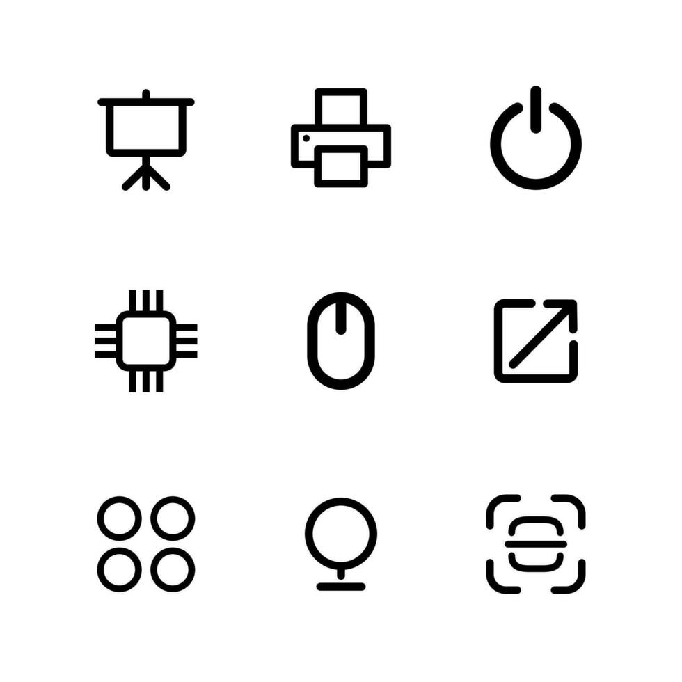 Interface icon set. Outline vectors for web and mobile.